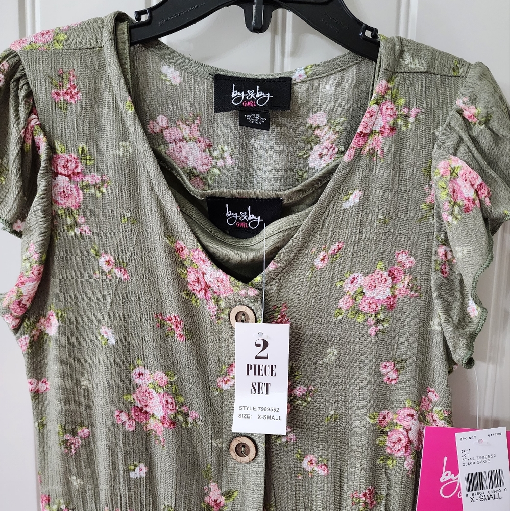 Byer California Girls Short Sleeve A-Line floral Dress - Picture 4 of 5